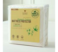 Waterproof Organic Mattress Protector Full Size, Premium Soft Organic Cotton Surface Mattress Cover, Quiet and Breathable, 250 GSM, Fitted Design with