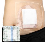 Waterproof Ostomy Shower Cover Stoma Guard with Non-Stick Pad for Colostomy Shields Ileostomy Urostomy Transparent Adhesive Bandage Water Bath Barrier Protector Men and Women 8"x8" 25Pcs