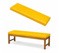 Waterproof Outdoor Bench Cush 5cm Thick, Non-Slip Leather Seat Pad with Removable Cover for Easy Cleaning, Perfect for Garden & Patio Fur, Yellow, 200x50x5cm