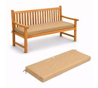 Waterproof Outdoor Bench Cushion 5 cm Thick Non-Slip Removable Washable Seat Pad with Adjustable Tie Straps for Garden Bench Patio Balcony Indoor and Outdoor Seating,khaki,140x30x5cm