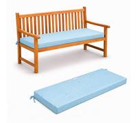 Waterproof Outdoor Bench Cushion 5 cm Thick Non-Slip Removable Washable Seat Pad with Adjustable Tie Straps for Garden Bench Patio Balcony Indoor and Outdoor Seating,light blue,70x30x5cm