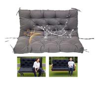 Waterproof Outdoor Bench Cushion for 2/3/4 Seat Garden Swing with Backrest, Replacement Cushions for Patio Furniture, Veranda, Dark Gray, 150x100x10cm