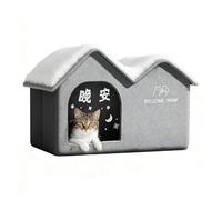 Waterproof Outdoor Cat Bed | Large Folding Bed - Shelter for Stray Cats with Door and Mat, for Indoor Outdoor Winter Small Animals