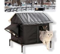 Waterproof Outdoor Cat House/Cat Shelter For the UK 3.94-inch Moisture-Proof Elevated Design, Warm, Large Capacity (18.1x21.3x21.7 inches), Can Accommodate 1-3 Cats