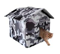 Waterproof Outdoor Cat Shelter, Warm Windproof Cat House, Feral Pet Bed, Durable Weatherproof Home, for Backyard Garage Porch Barn Garden,18.9x15.75x12.99 Inches