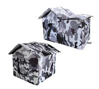 Waterproof Outdoor Cat Shelter, Warm Windproof Cat House, Feral Pet Bed, Durable Weatherproof Home, for Backyard Garage Porch Barn Garden, 18.9 x 15.75 x 12.99 Inches