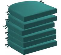 Waterproof Outdoor Chair Cushions Set of 6 Removable Machine Washable Pads for Patio & Garden Dining Chairs Dark Green 17x16x3in Ideal for Indoor/Outdoor Use