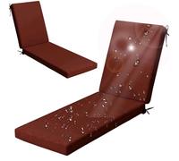 Waterproof Outdoor Chaise Lounge Cushion 72x21x3 Inch Burgundy Pool Chair Cushions with 8 Ties & Removable Cover Perfect for Patio Deck Lawn Furniture