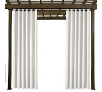 Waterproof Outdoor Curtain Khaki 228cm x 264cm with Stainless Steel Grommets Perfect for Porch Pergola Cabin Patio Gazebo White 1*(66" Wx90 L)