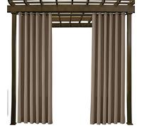 Waterproof Outdoor Curtain Khaki 66" W x 90" L with Stainless Steel Grommets Perfect for Porch Pergola Cabin Patio Gazebo & Stylish Privacy Solution