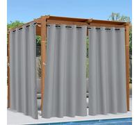 Waterproof Outdoor Curtain Light Grey 132x213 cm Modern Style with Grommets Weatherproof for Patio Balcony Garden Pergola - 1 Piece Set