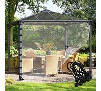 Waterproof Outdoor Curtain, Transparent Tarp with Perforated Panel for Pergola, Porch, Gazebo, Cabana - 4x2.5m (13.1x8.2ft) - Weatherproof