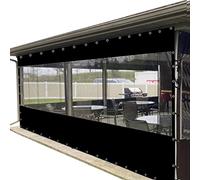 Waterproof Outdoor Curtains for Garden Patio Gazebo Pergola - Customizable PVC Transparent Tarp with Perforations Black 2.8x3m - Perfect for Balconies and Pavilions