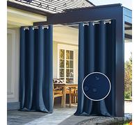 Waterproof Outdoor Curtains for Gazebo & Patio - 100" x 75" Navy Blue - Stylish Privacy, Sun Protection & Home Decor for Living Room, Bedroom, Shower, & Windows