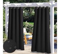 Waterproof Outdoor Curtains for Patio, Indoor Blackout Privacy Curtain for Bedroom, Sun Blocking Curtains for Gazebo, Pergola, Backyard, Cabana, Porch | 1 Panel, W104"xH72", Black