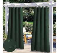 Waterproof Outdoor Curtains for Patio, Indoor Blackout Privacy Curtain for Bedroom, Sun Blocking Curtains for Gazebo, Pergola, Backyard, Cabana, Porch | 1 Panel, W82"xH90", Dark Green