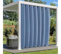 Waterproof Outdoor Curtains for Patio, Weatherproof Blackout Curtain with Top and Bottom Grommets, Thermal Insulated Privacy Outsides Curtain for Porch Pergola, 1 Panel, W100"xH72", Blue