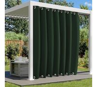 Waterproof Outdoor Curtains for Patio, Weatherproof Blackout Curtain with Top and Bottom Grommets, Thermal Insulated Privacy Outsides Curtain for Porch Pergola, 1 Panel, W100"xH96", Dark Green
