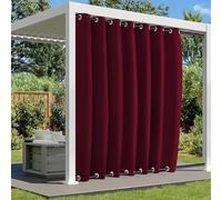 Waterproof Outdoor Curtains for Patio, Weatherproof Blackout Curtain with Top and Bottom Grommets, Thermal Insulated Privacy Outsides Curtain for Porch Pergola, 1 Panel, W100"xH72", Burgundy