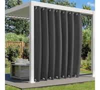 Waterproof Outdoor Curtains for Patio, Weatherproof Blackout Curtain with Top and Bottom Grommets, Thermal Insulated Privacy Outsides Curtain for Porch Pergola, 1 Panel, W104"xH84", Dark Grey
