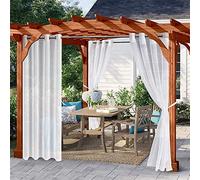 Waterproof Outdoor Curtains with Grommets (2 Pack) Sheer Tulle Drapes for Balcony & PatioPrivacy & Sun Protection (2x132x274cm White)