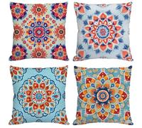Waterproof Outdoor Cushion Cover 65x65 cm, Double-Sided Velvet Printed Throw Pillow Case for Garden, Patio, Sofa Decor - Summer Gifts, Teal Y-340