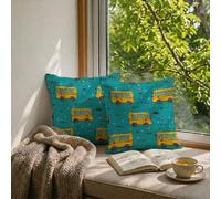 Waterproof Outdoor Cushion Covers 30 x 30 cm Set of 2 Turquoise Cushion Covers, Square Double-Sided Printing Linen Decorative Pillows for Outdoor Garden Patio Bench Home Decor, (Car 12x12 Inch) W-F732
