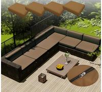Waterproof Outdoor Cushion Covers - 4 Pack Polyester Sofa Seat Slipcovers Washable Furniture Protector for Armchair Loveseat Sofa Chaise (V 55x45cm)