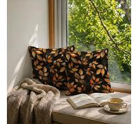 Waterproof Outdoor Cushion Covers 45x45 cm Set of 2 Black Cushion Covers, Square Double-Sided Printing Linen Decorative Pillows for Garden Patio Balcony Bench Decor, (Orange Color 18x18 Inch) W-F219