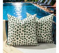 Waterproof Outdoor Cushion Covers Boho Outdoor Green Polka Dot Pillow Covers 40x40 cm Set of 2 Decorative Pillow Cases Summer for Sofa Bed Decorative Seat Pads Garden Patio Pillow Home Decor