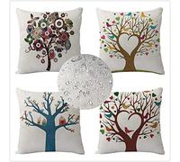 Waterproof Outdoor Cushion Covers Set of 4 30x30cm Square Throw Pillow Covers White Cushion Covers Tree Outdoor Cushions Covers for Decor Outside Garden Furniture Couch Bench Sofa Cushions Z-5224