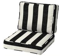 Waterproof Outdoor Cushion Set, 55x55cm, Striped Patio Chair Pads with Adjustable Straps, Removable Fade-Resistant Covers for Garden, Yard, Deck Furniture