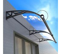 Waterproof Outdoor Door Canopy, Curved Polycarbonate Awning for Front/Back Door, UV Protection, Rain & Snow Shield, Porch Cover (60x360cm)