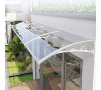 Waterproof Outdoor Door Canopy - Durable Polycarbonate Awning with White Aluminum Support, 80x290cm (31x114in) - Weather-Resistant Protection for Doors & Windows
