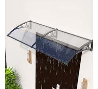 Waterproof Outdoor Door Canopy UV-Resistant Transparent Polycarbonate Awning Aluminum Roofing Canopy for Front Door & Patio Protection (80x490cm)