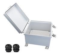 Waterproof Outdoor Electrical Box Junction Box Weatherproof IP67 ABS Plastic Enclosure Switch Router Project Box with Mounting Plate with Wall Bracket 2 Cable Glands Grey 8.27" x 8.27" x 5.12"