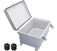 Waterproof Outdoor Electrical Box Junction Box Weatherproof IP67 ABS Plastic Enclosure Switch Router Project Box with Mounting Plate with Wall Bracket 2 Cable Glands Grey 11.1" x 7.48" x 5.5"