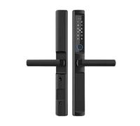 Waterproof Outdoor Fingerprint Lock Tuya Wifi TTLock APP RFID Card Code Electronic Smart Door For Glass Aluminum Sliding Effortless Installation Fast Recognition(Black3585-Long,TTlock)