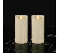 Waterproof Outdoor Flameless Candles with Timer, Battery Operated Flickering LED Pillar Candles for Home, Wedding Decoration, Slim Tall, Ivory Plastic, 2" X 5", 2 Pack