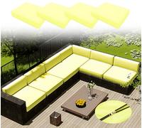 Waterproof Outdoor Garden Cushion Covers 4-Pack Polyester Sofa Seat Slipcovers Washable Furniture Protector for Loveseat Armchair & Chaise (65x65cm)