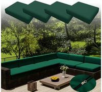 Waterproof Outdoor Garden Cushion Covers - 4pcs Polyester Replacement Slipcovers for Sofa Loveseat Armchair Chaise - Washable Furniture Protectors (J 50x45cm)