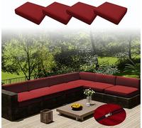 Waterproof Outdoor Garden Cushion Covers 4pcs Washable Polyester Sofa Seat Slipcovers Armchair & Loveseat Protector 65x65cm Chaise Furniture Covers