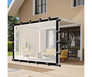 Waterproof Outdoor Gazebo Curtains with Eyelets 5x3.5m Rainproof PVC Side PanelsTarpaulin for Garden Canopies and Patios