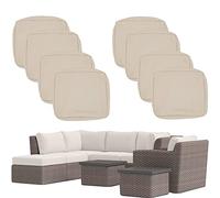 Waterproof Outdoor Patio Cushion Covers Set8 Pieces 25x25x5in Replacement Seat Covers for Rattan Sofa Easy Zip Installation Stylish Beige Color