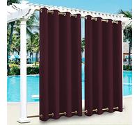 Waterproof Outdoor Patio & Gazebo Curtains 100" W x 96" L Sunlight Blocking Rustproof Grommet Top & Bottom 2 Panels Wine Red Windbreak Privacy Solution