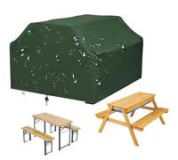 Waterproof Outdoor Picnic Table Cover for Kids Heavy-Duty Garden Protection for Beer Bench Set 185x150x80cm GreenWeatherproof Shield for Wooden Picnic Furniture