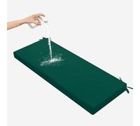 Waterproof Outdoor Rattan Bench Cushion, 8cm Thick Non-Slip Seat Pad for Garden, Bay Window, Sofa, Swing, Double-Edged Design, Green, 140x30cm