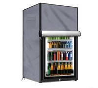 Waterproof Outdoor Refrigerator Cover for Mini Upright Freezers 3.0 Cubic Compact Beverage Coolers with Mesh Vent Heat Dissipation Side Zippers 56x58x86cm/58x58x142cm(grey S)