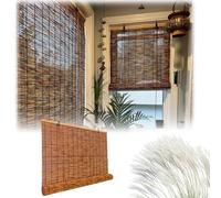Waterproof Outdoor Roller Blinds - Carbonized Bamboo Shades for Patio Porch & Windows Roll-Up Design Various Sizes (50-155cm) - Perfect for Exterior Mounting