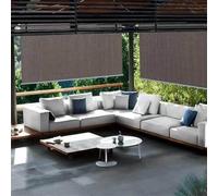 Waterproof Outdoor Roller e Blinds, Sunblind with Aluminum Alloy Rod for Terrace, Balcony, Garden - Coffee, W140xL240cm